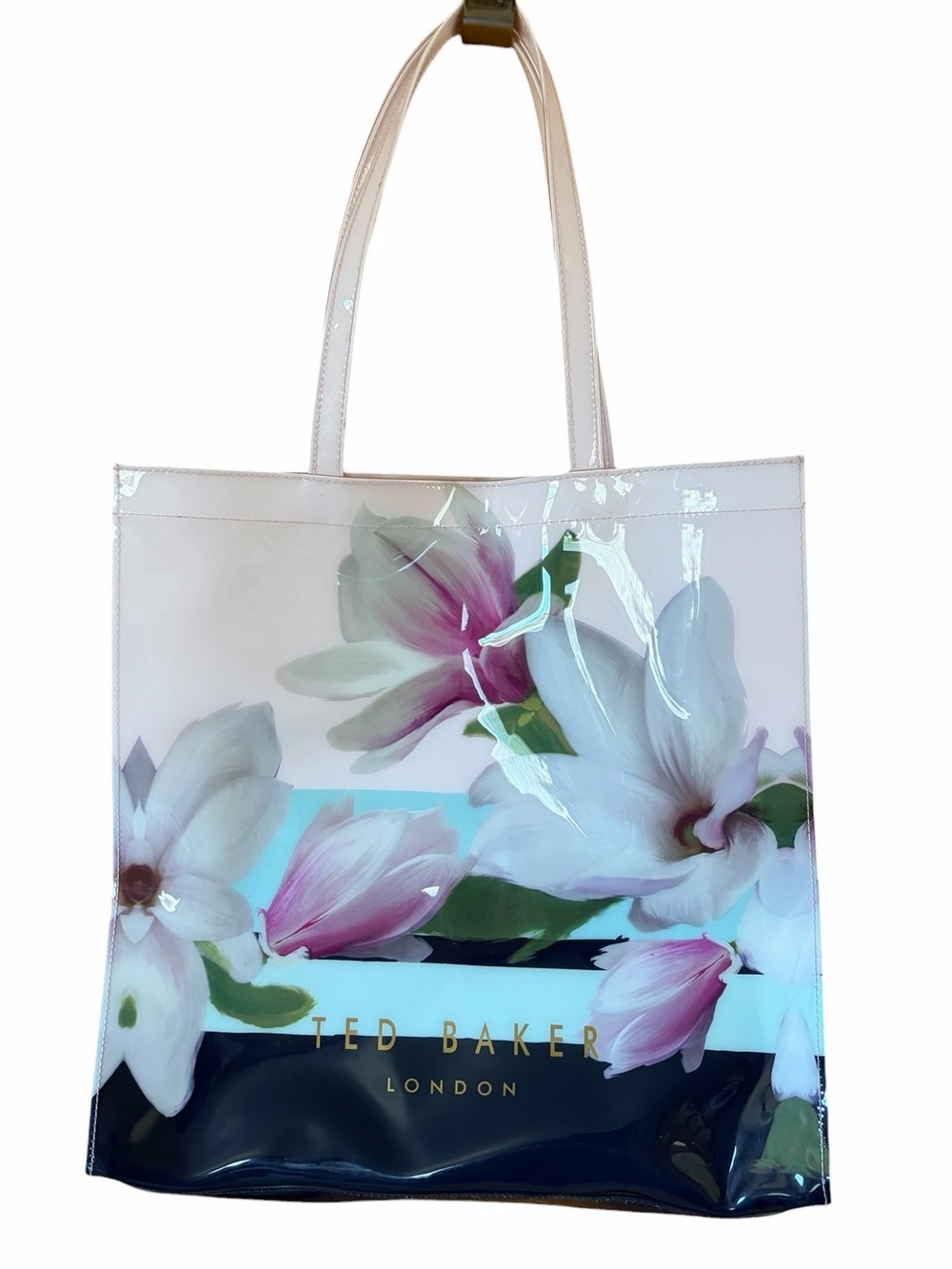 Ted Baker London Icon Floral Large Tote Shoulder Bag Zip Pocket Magnolia PVC Big